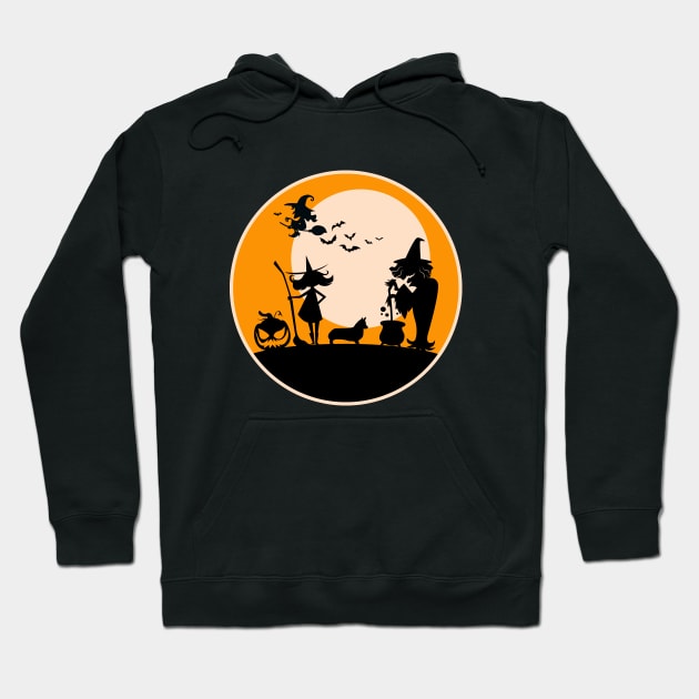 Halloween Corgi Silhouette - Witches Hoodie by MaplewoodMerch